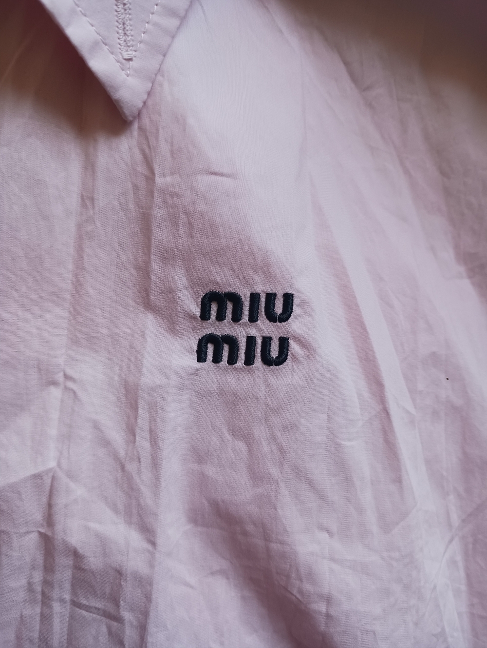 Miu Miu Pink Poplin Button Down Cropped Shirt Size 40 - Picture 11 of 14